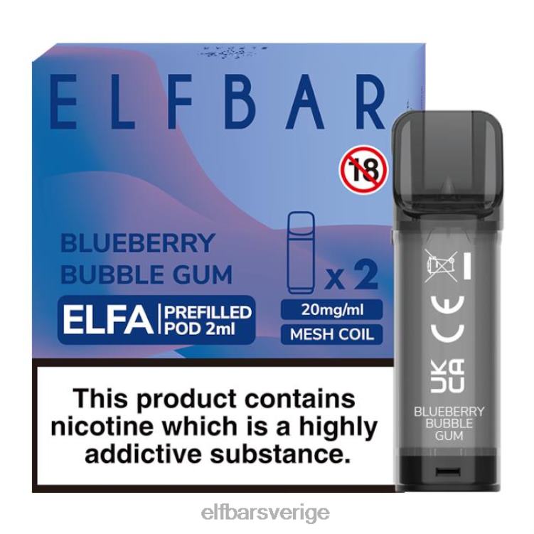 HJ284126 elfbar elfa förfylld pod - 2ml - 20mg (2-pack) blåbärsbubbelgum e-cigg